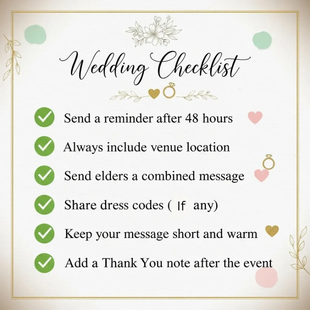 Ticking of Wedding Checklists for important wedding events.