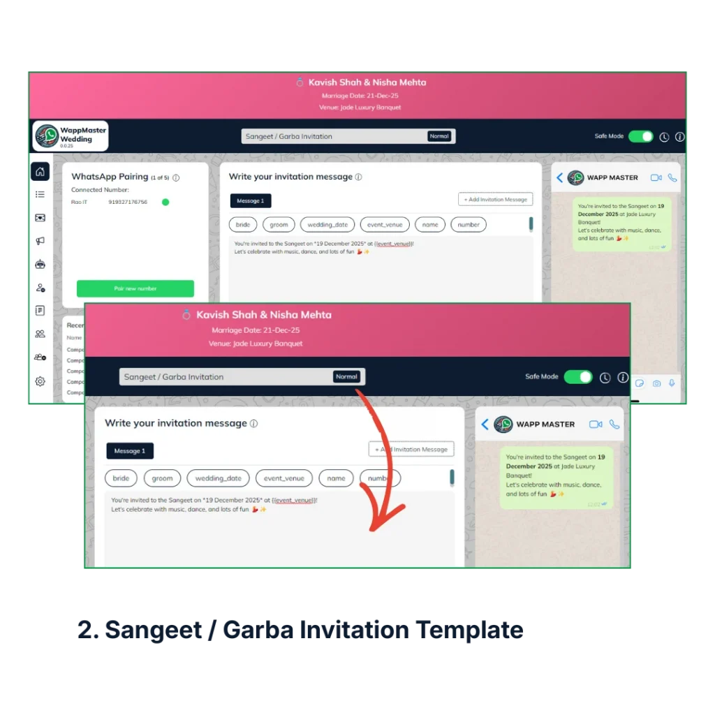 Template for attending the Wedding Functions. 5 ready made templates for WAppMaster Wedding Edition.