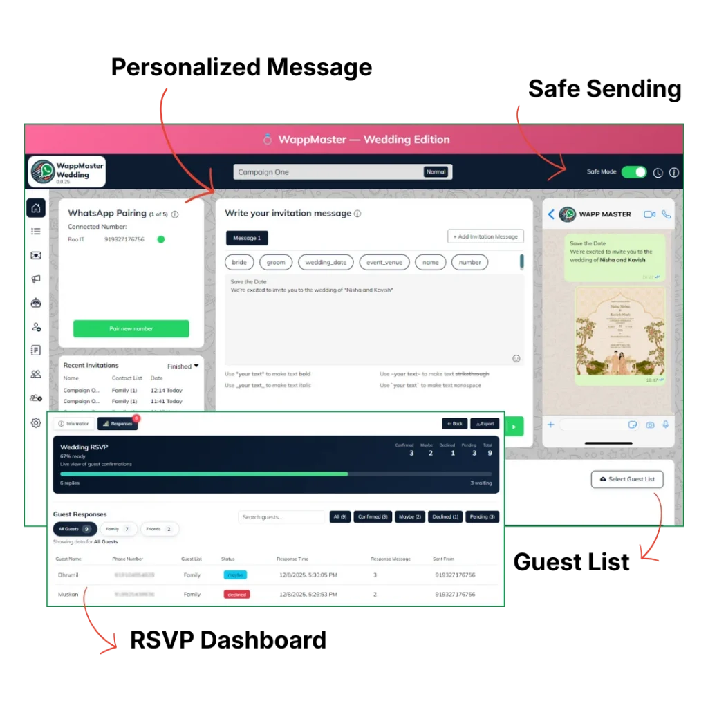 Personalized Messages to specific Whatsapp Guest Lists 