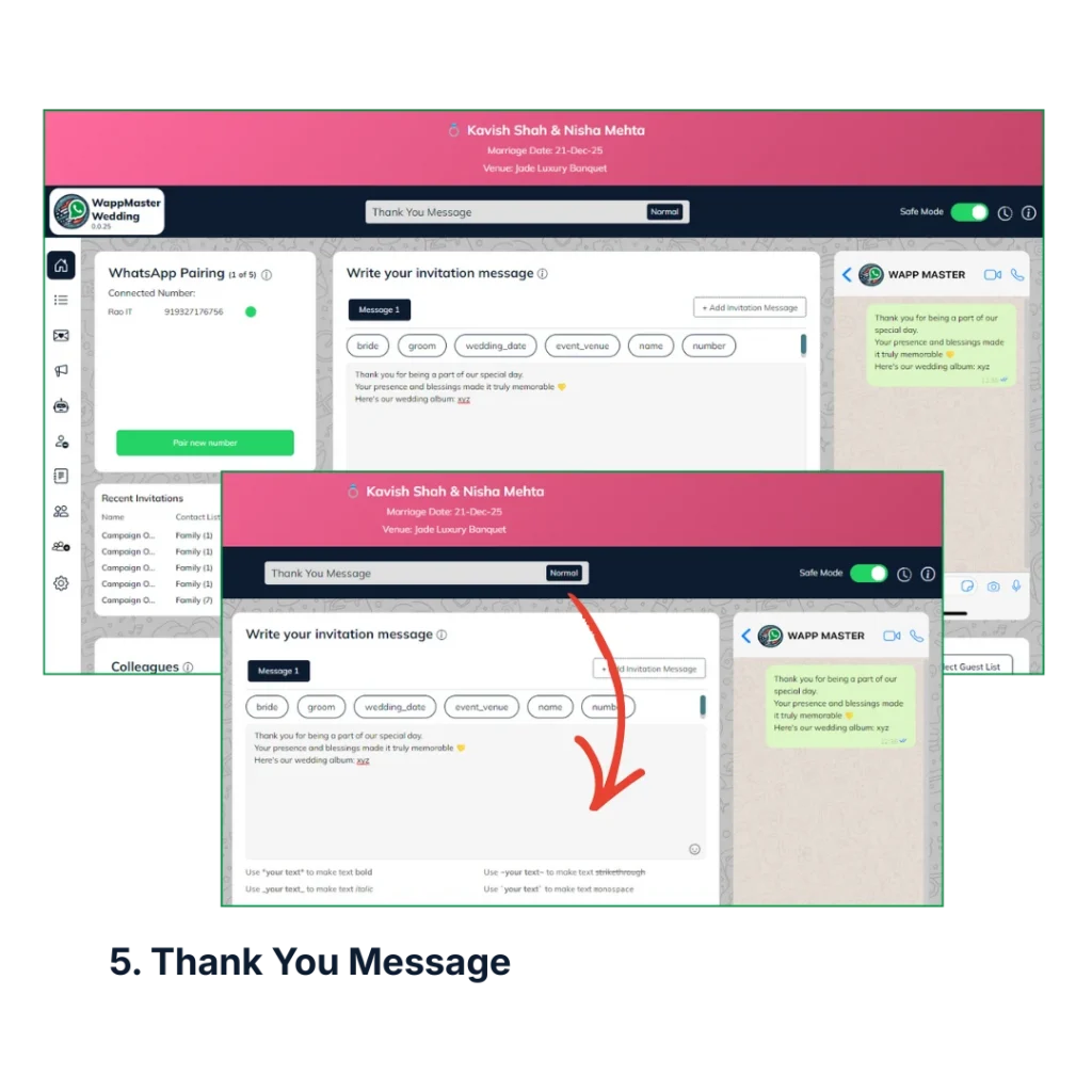 Template for attending the Wedding Functions. 5 ready made templates for WAppMaster Wedding Edition.