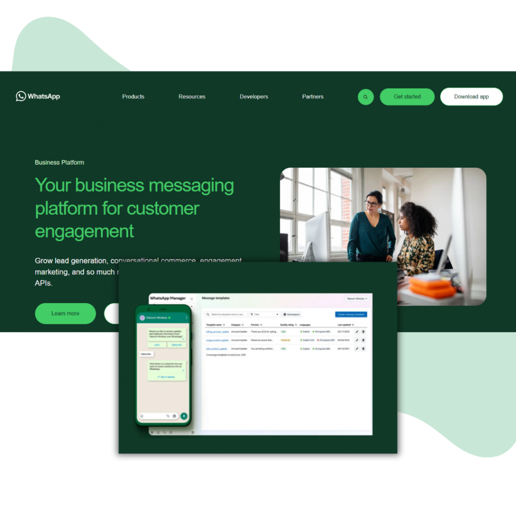 Dashboard of Whatsapp Business for customer engagement